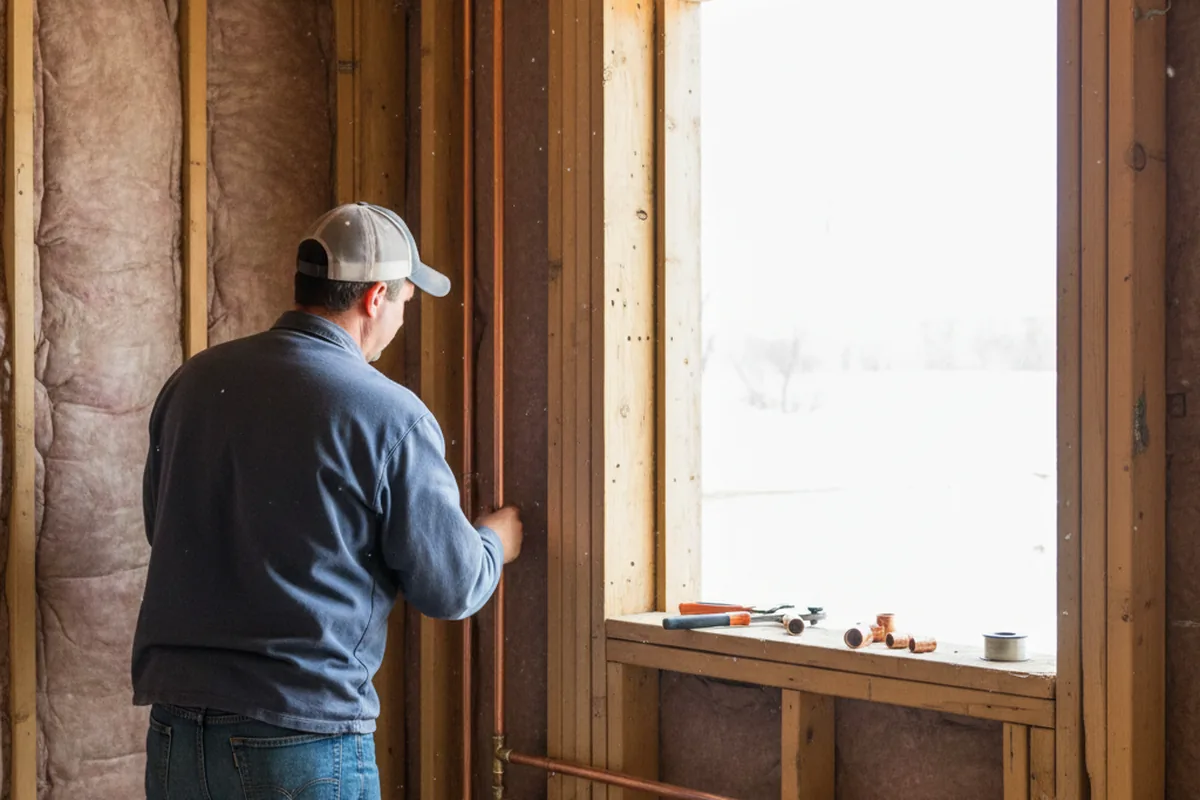 Licensed plumber running new copper supply lines in a Meadow Lands home
